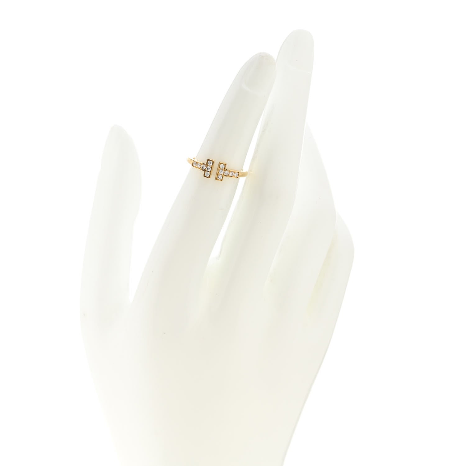 Tiffany 18K Yellow Gold Diamond T Wire Ring 48 4.5 2 of 5