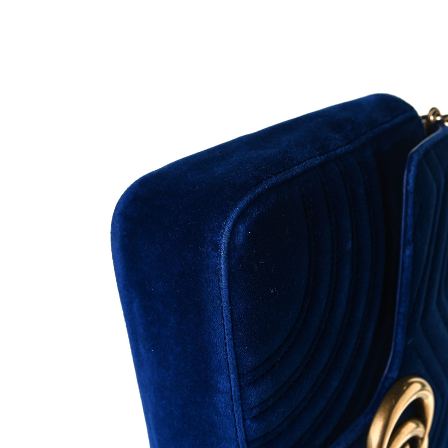 Gucci Velvet Matelasse Medium GG Marmont Shoulder Bag Cobalt Blue 15 of 18