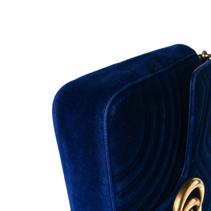 Gucci Velvet Matelasse Medium GG Marmont Shoulder Bag Cobalt Blue 15 of 18