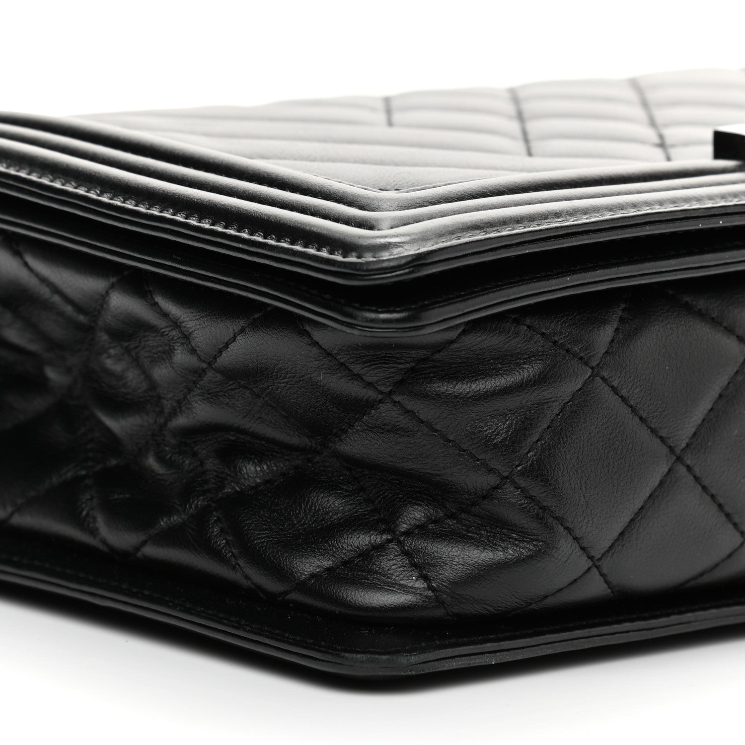 Chanel Calfskin Chevron Quilted Medium Boy Flap Black 8 of 12