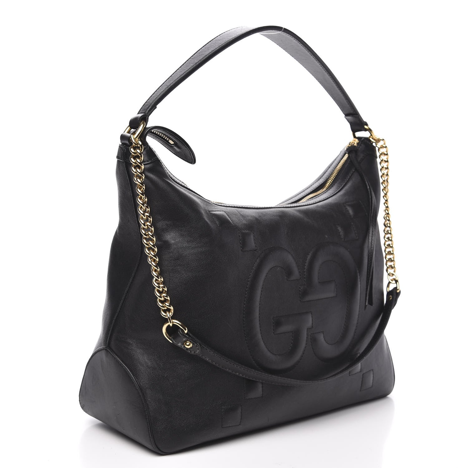 Gucci Apollo Calfskin GG Dadini Embroidered Large Hobo Black 3 of 16
