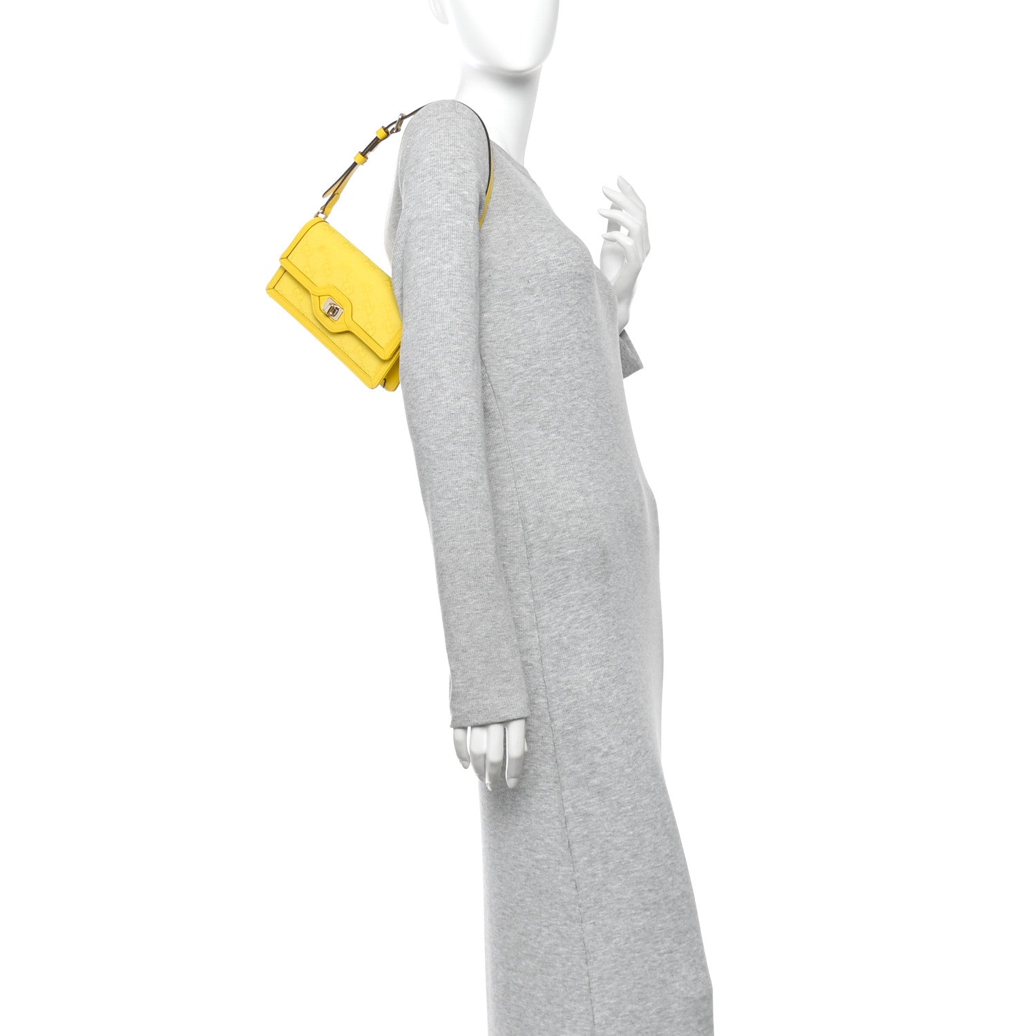 Gucci GG Monogram Scratch Lux Calfskin Mini Luce Shoulder Bag Yellow 2 of 9