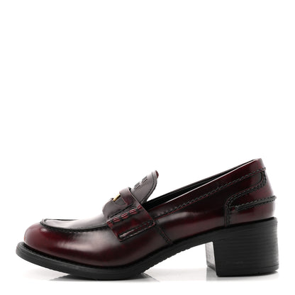 Miu Miu Spazzolato Fume Penny Platform Loafers 39 Porpora 1 of 10