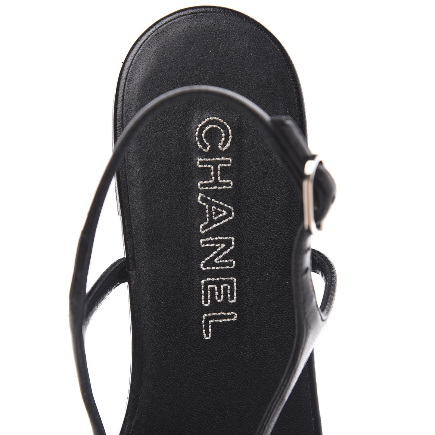 Lambskin Camellia Thong Sandals 41.5 Black