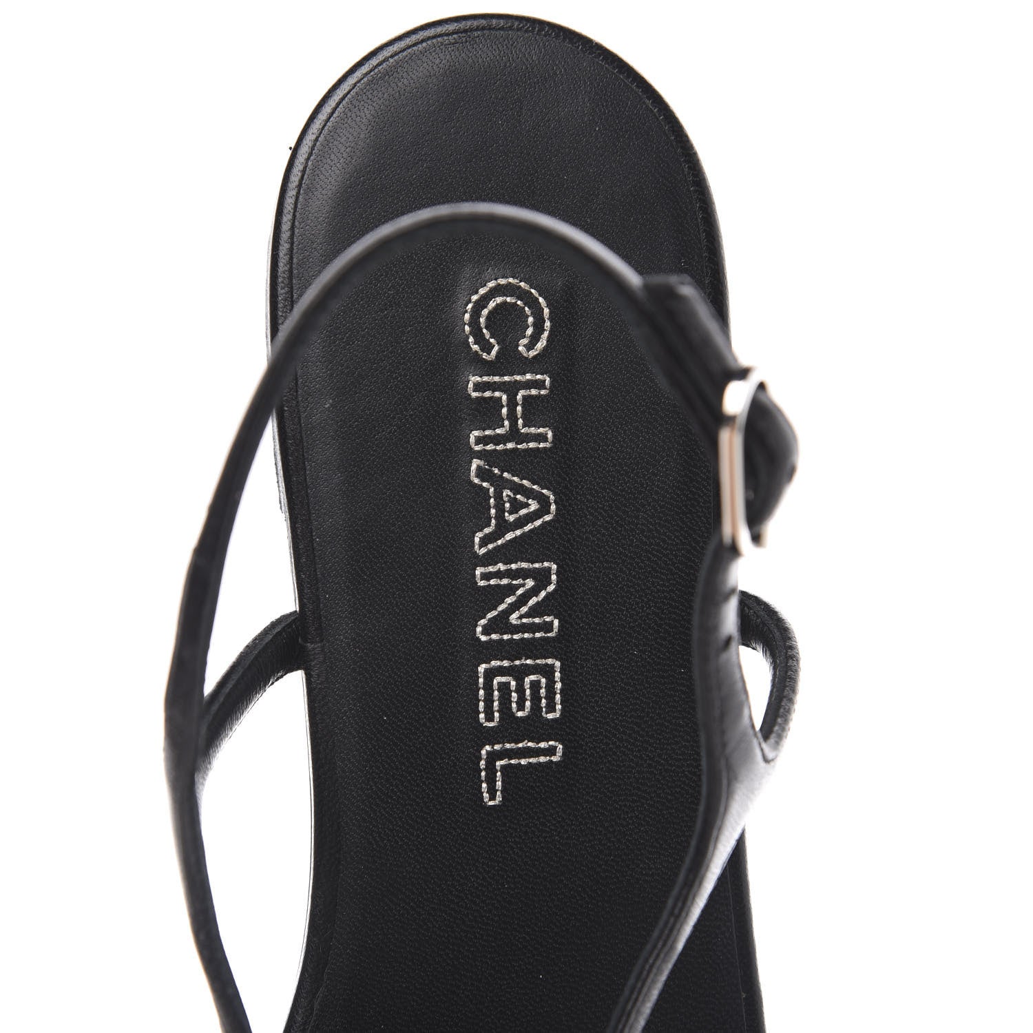 Chanel Lambskin Camellia Thong Sandals 41.5 Black 6 of 8