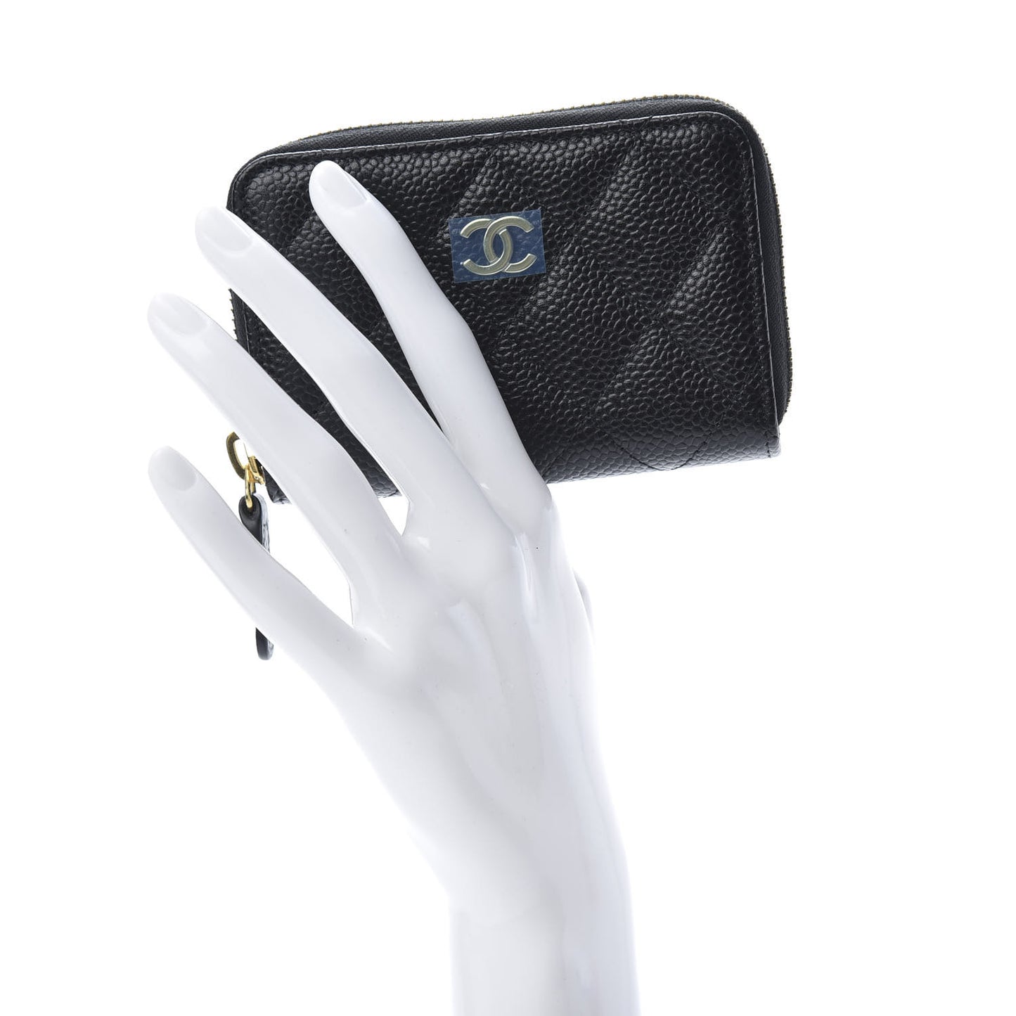 Caviar Quilted Zip Coin Purse Black