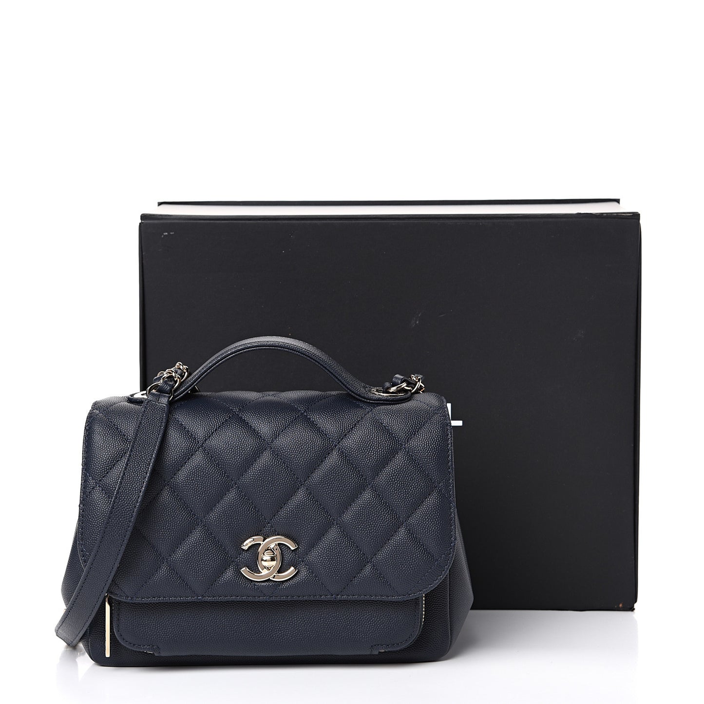 Caviar Quilted Medium Business Affinity Flap Navy