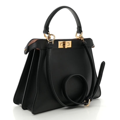 Fendi Vitello Seta Shiny Nappa Medium Peekaboo I SEE U Satchel Black Light Rose 3 of 11