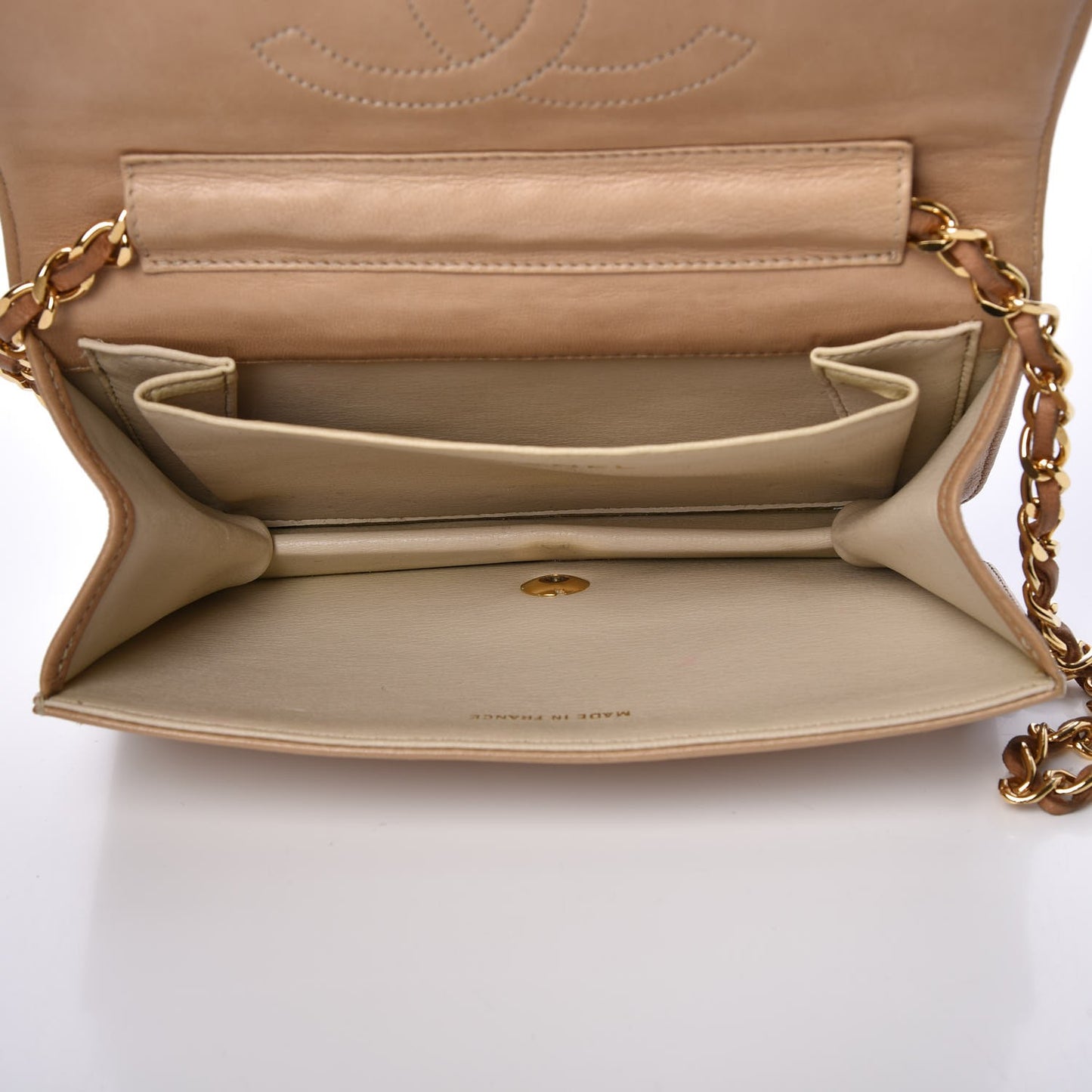 Lambskin Quilted Mini Flap Beige