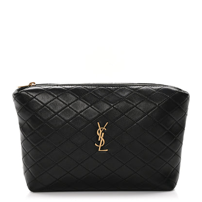 Saint Laurent Lambskin Quilted Gaby Cosmetic Pouch Black 1 of 11