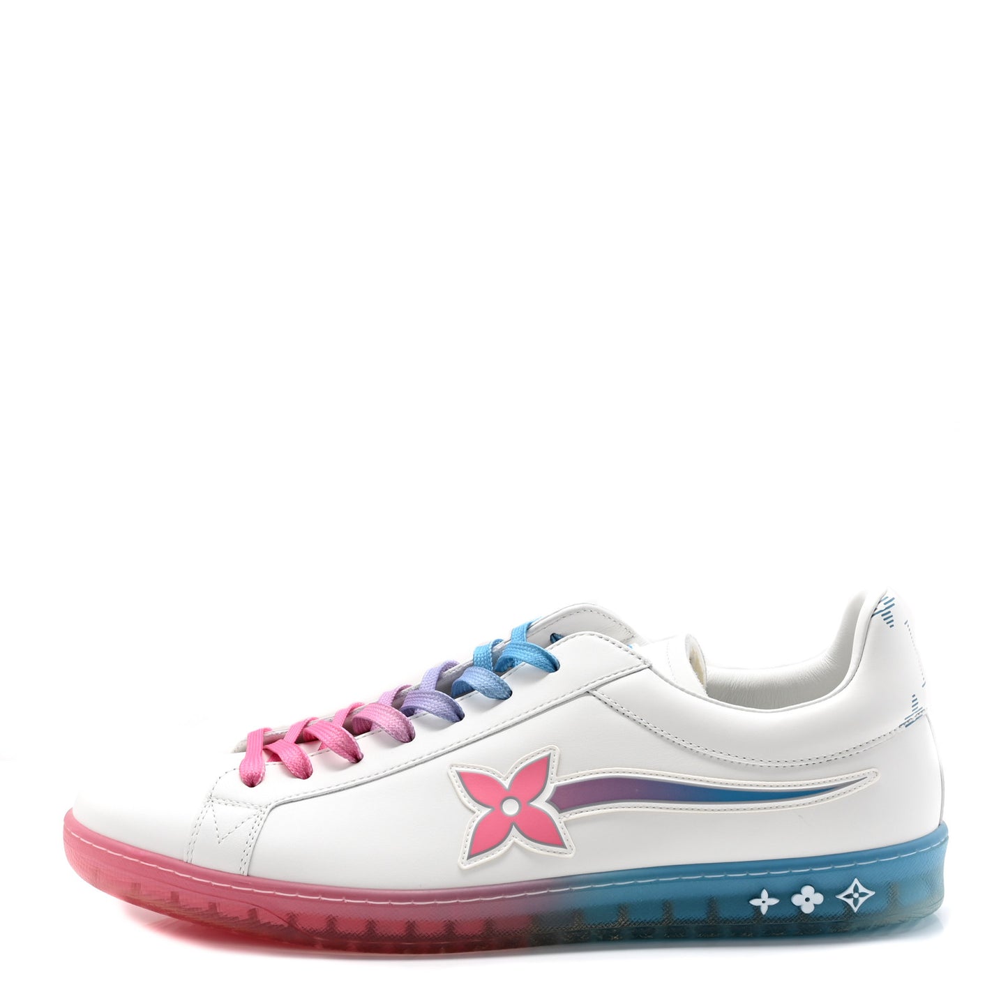 Calfskin Luxembourg Samothrace Mens Sneakers 9 White Pink Blue