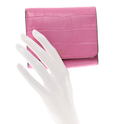 Mulberry Crocodile Embossed Calfskin Small French Continental Wallet Raspberry Pink 2 of 9