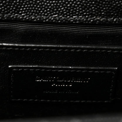 Saint Laurent Grain De Poudre Textured Mixed Matelasse Triquilt Medium Monogram Monochrome Satchel Black 6 of 10