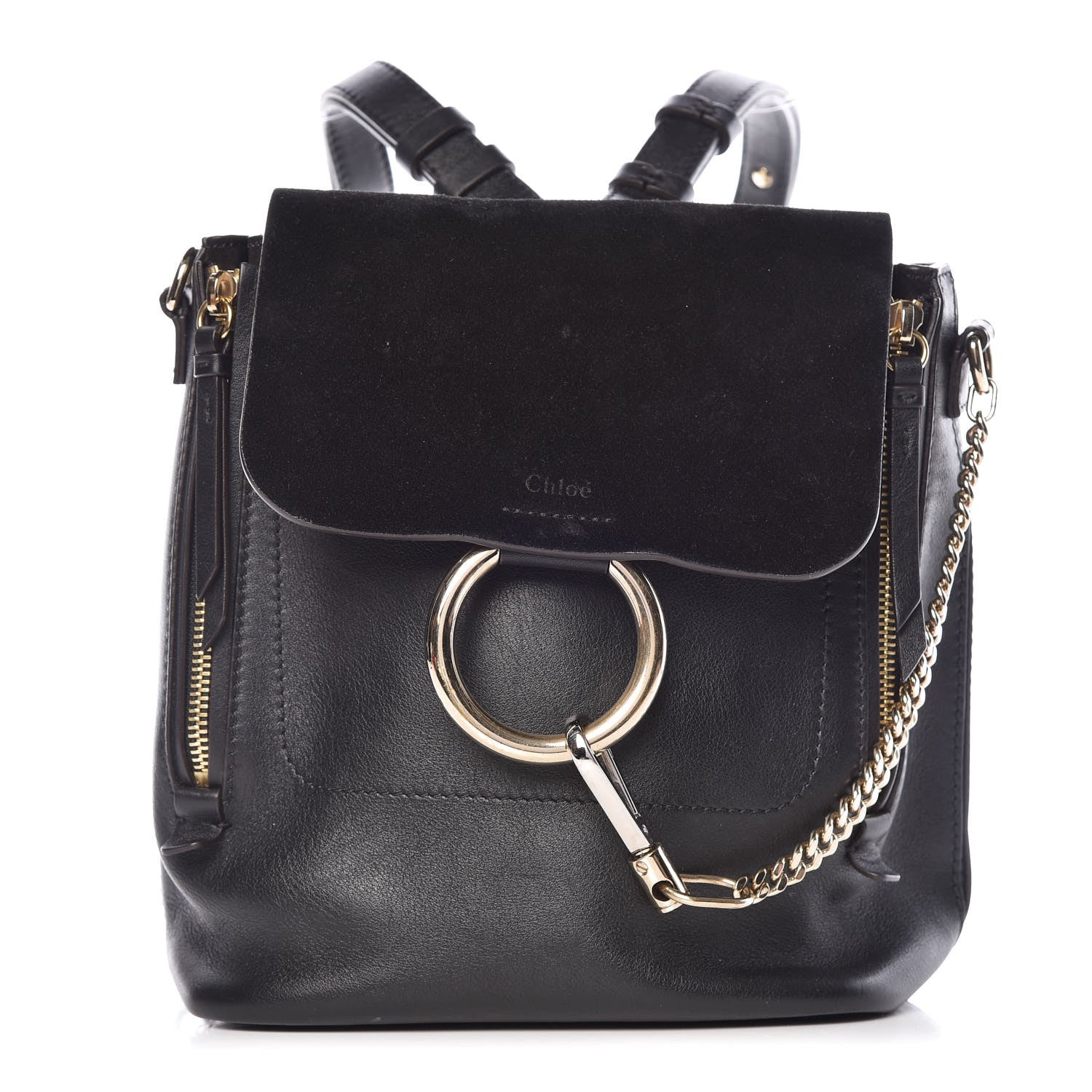 Chloe Suede Calfskin Small Faye Backpack Black 1 of 10