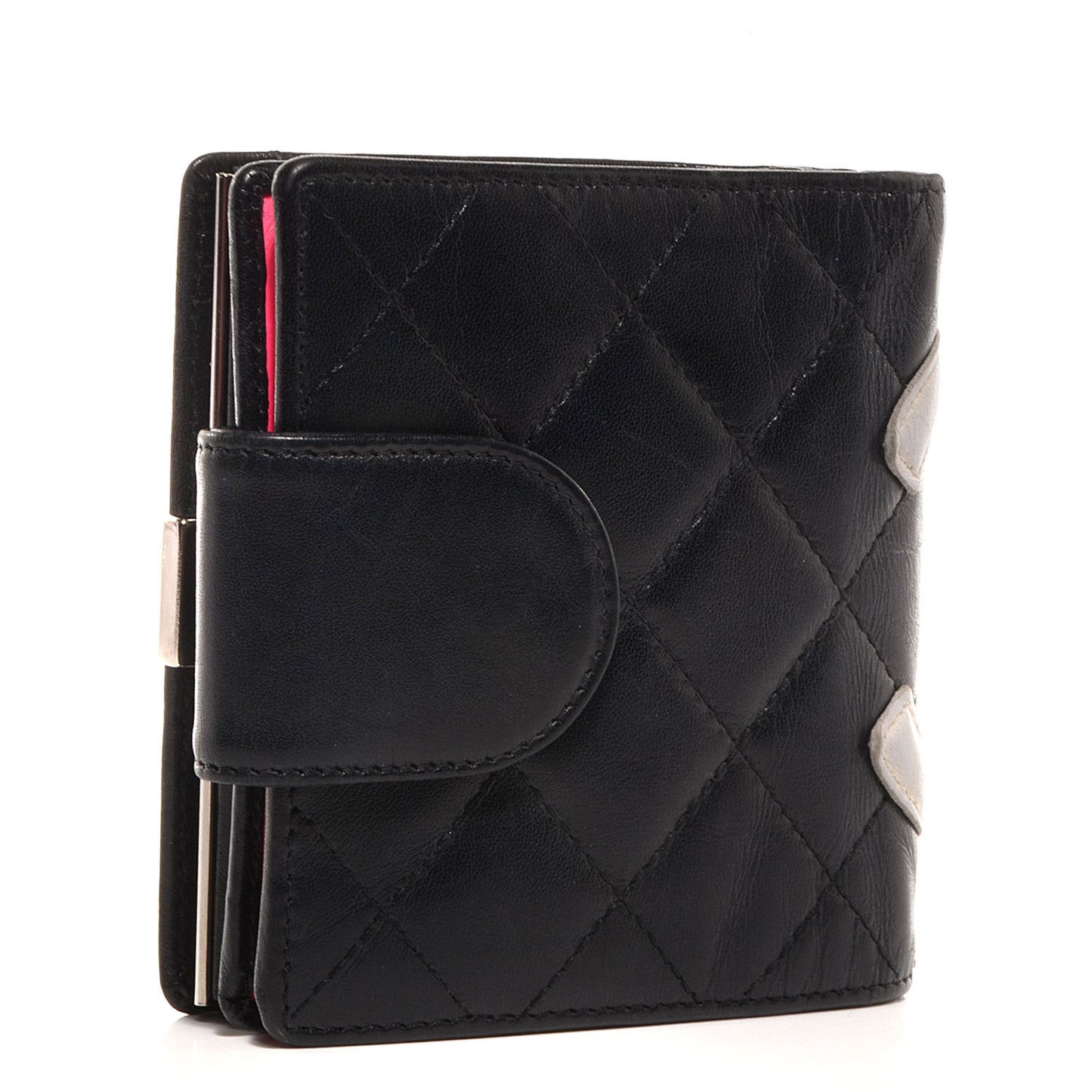 Calfskin Quilted Cambon Bi-Fold Wallet Black White