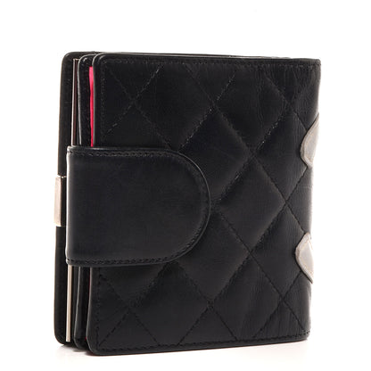 Chanel Calfskin Quilted Cambon Bi-Fold Wallet Black White 3 of 7