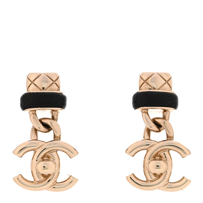 Chanel Lambskin CC Turnlock Drop Earrings Gold Black 1 of 5