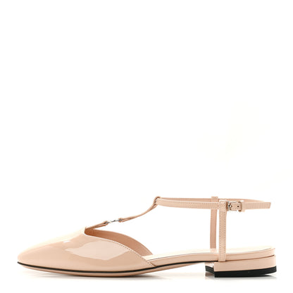 Gucci Patent Charlotte Petite GG Slingback Flats 36.5 Beige 1 of 9