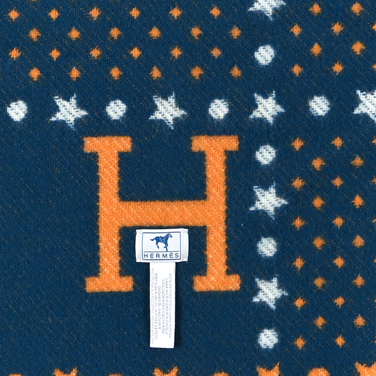 Hermes Wool Cashmere Western And Company Blanket Indigo 3 of 3