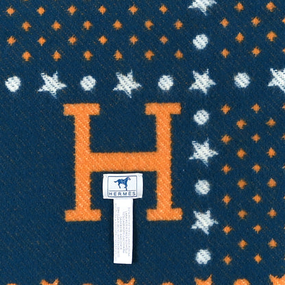 Hermes Wool Cashmere Western And Company Blanket Indigo 3 of 3