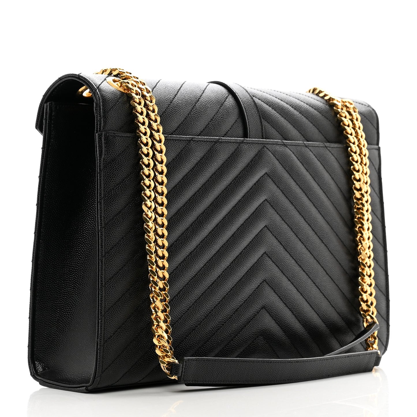 Grain De Poudre Matelasse Chevron Large Monogram Satchel Black