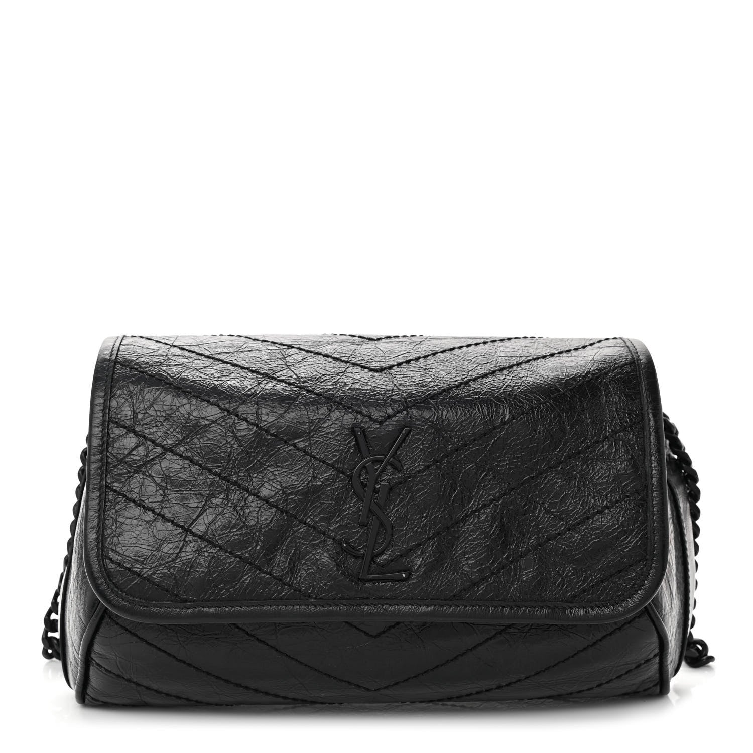 Saint Laurent Crinkled Calfskin Matelasse Monogram Niki Body Bag Black 1 of 8