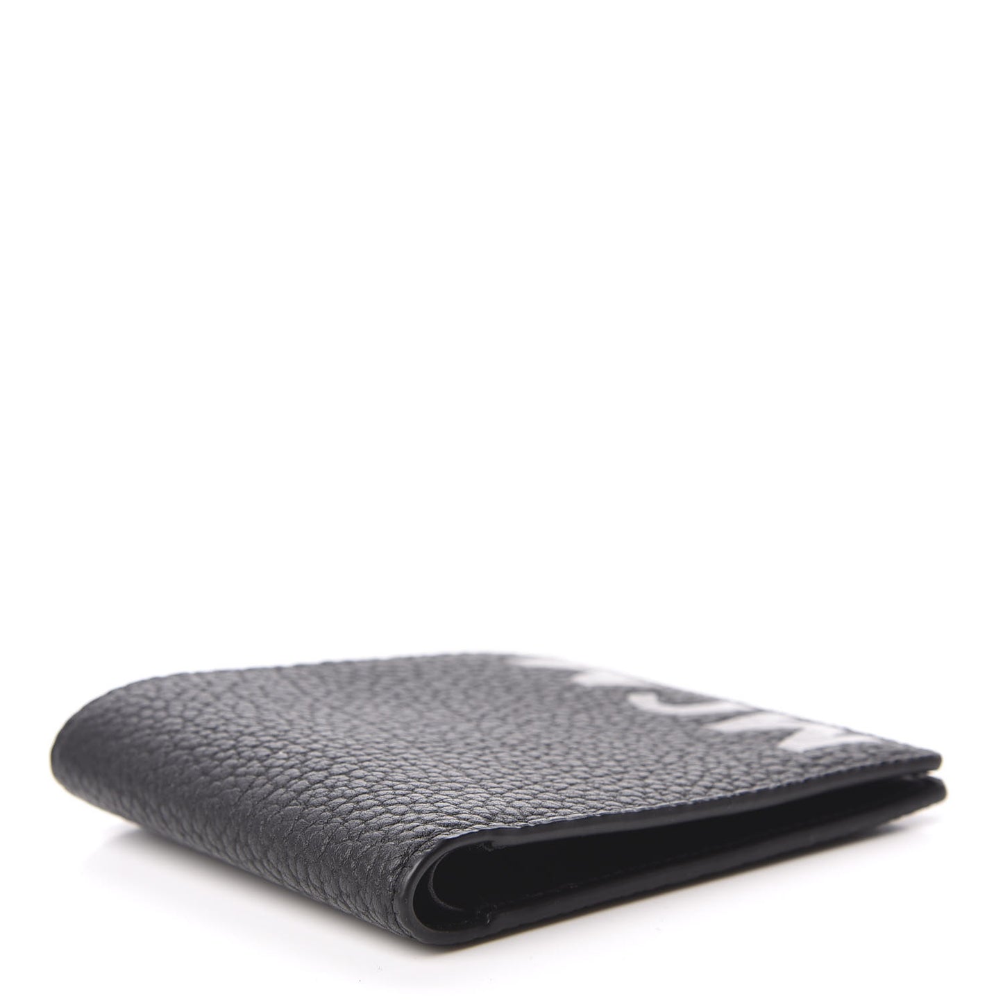 Grained Calfskin Logo Bi-Fold Wallet Black