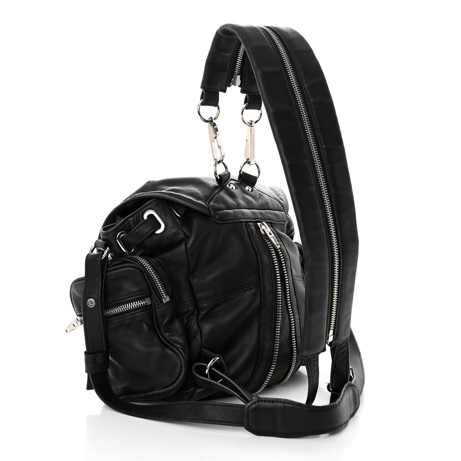 Alexander Wang Lambskin Marti Backpack Bag Washed Black Rhodium Hardware 3 of 13