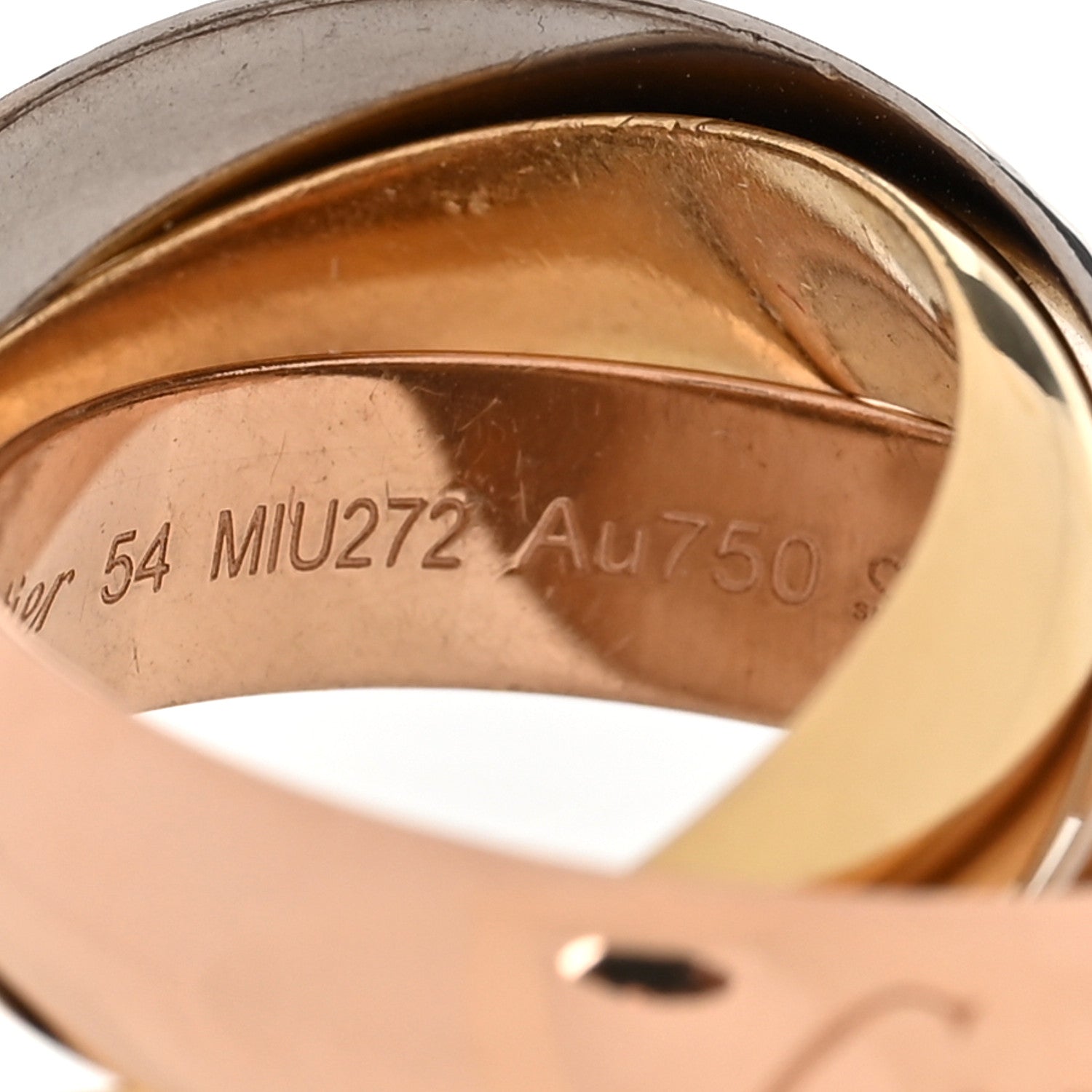 Cartier 18K Pink Yellow White Gold Large Trinity Ring 54 7 9 of 12