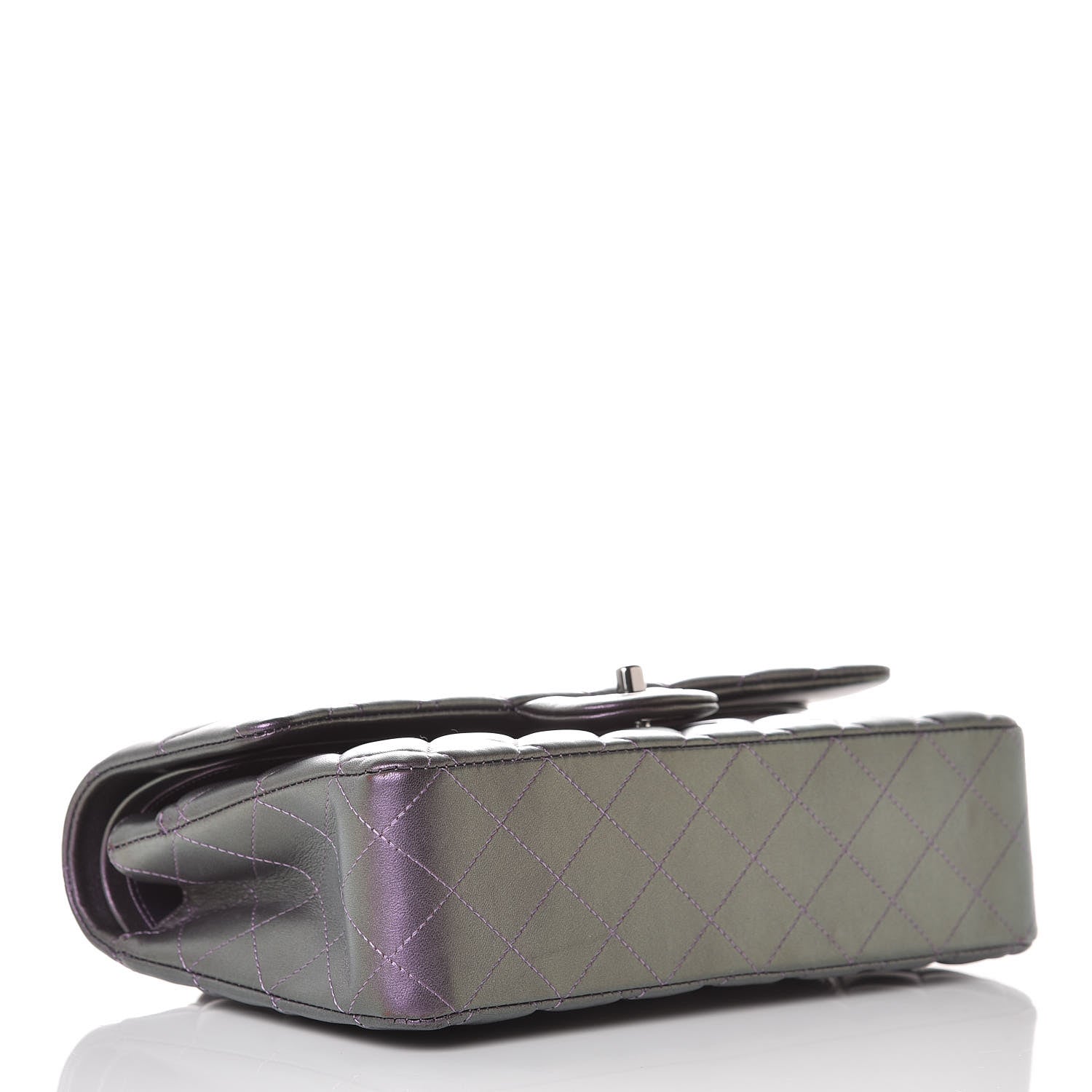Chanel Iridescent Lambskin Quilted Medium Double Flap Dark Purple 5 of 11