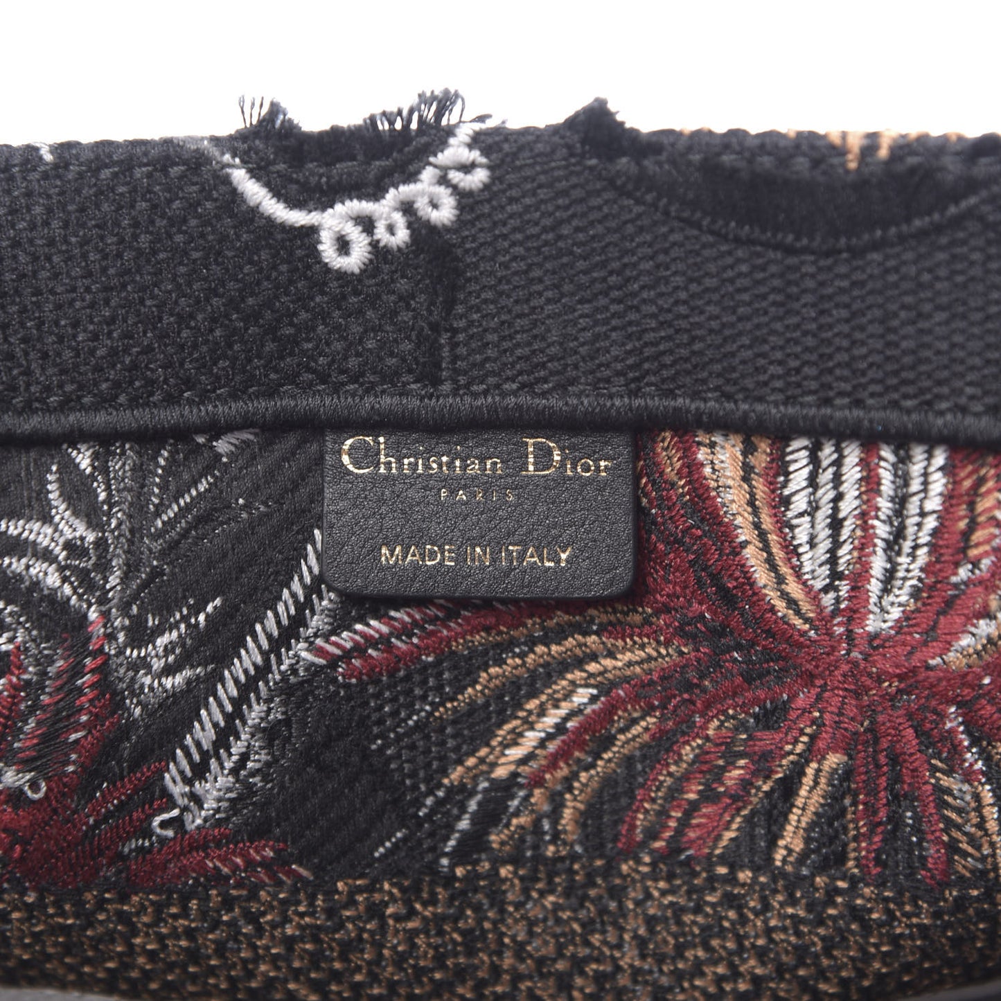 Canvas Embroidered Medium Camouflage Flowers Book Tote Black Multicolor