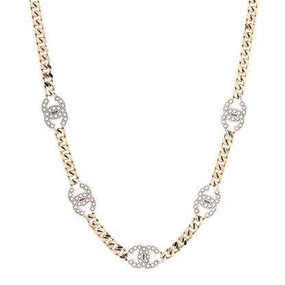 Chanel Crystal Chain CC Choker Gold Silver 1 of 7