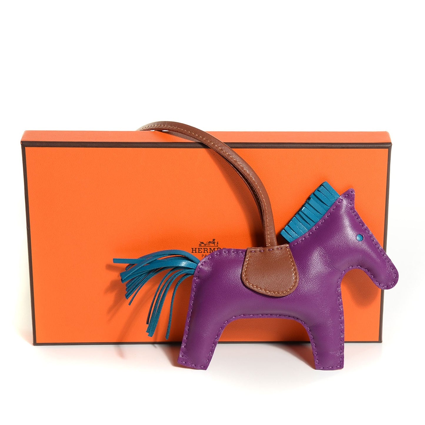 Milo Lambskin Grigri Rodeo Horse Bag Charm MM Anemone Bleu Izmir Fauve