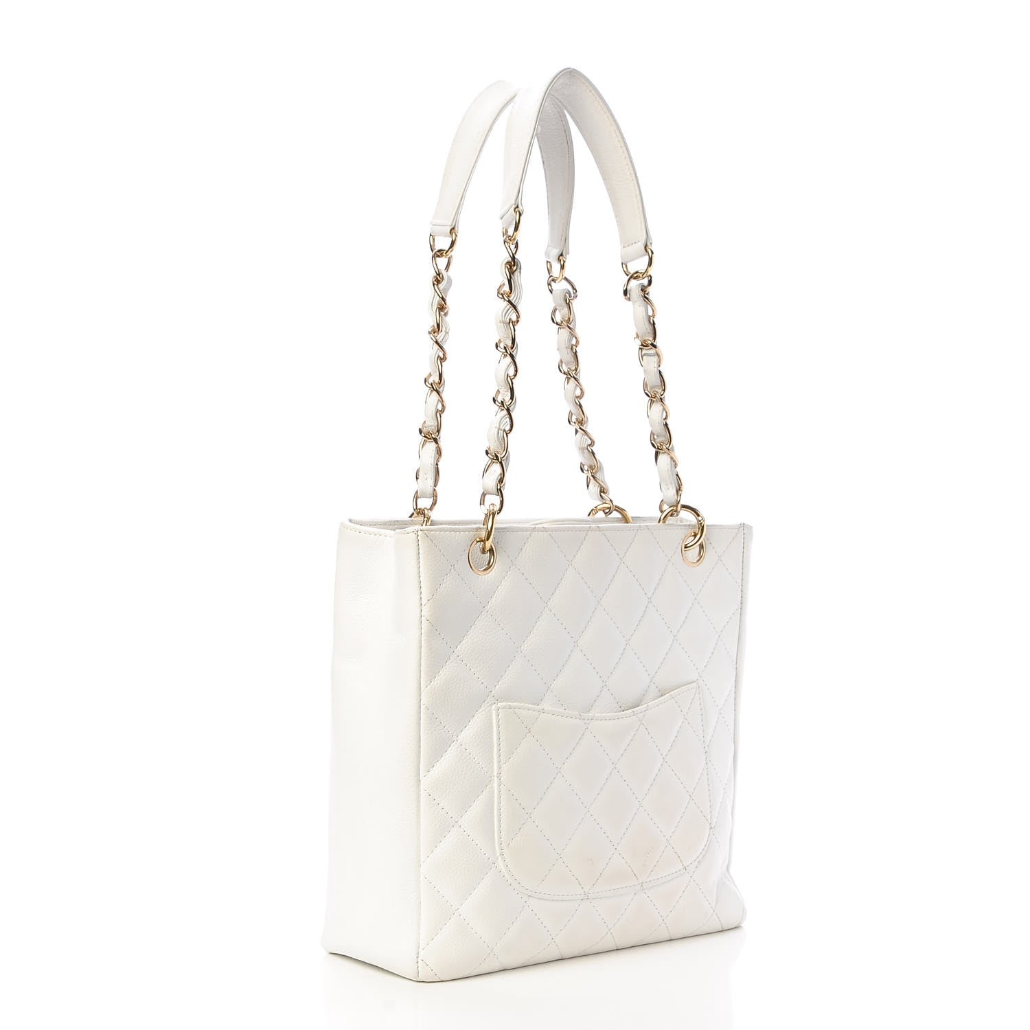 Chanel Caviar Quilted Petit Shopping Tote PST White 3 of 16