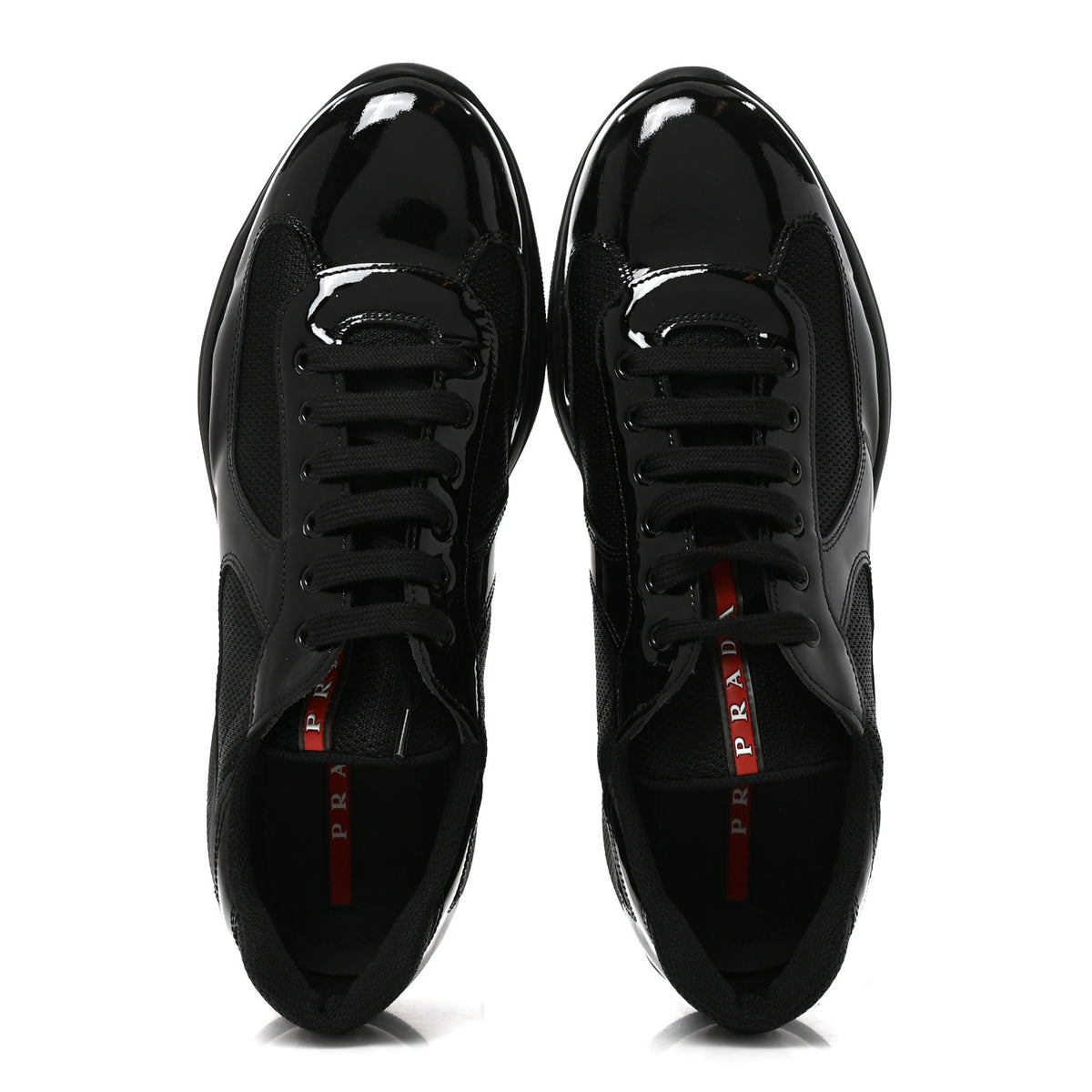 Prada Patent Mens America's Cup Patchwork Sneakers 11 Black 2 of 8