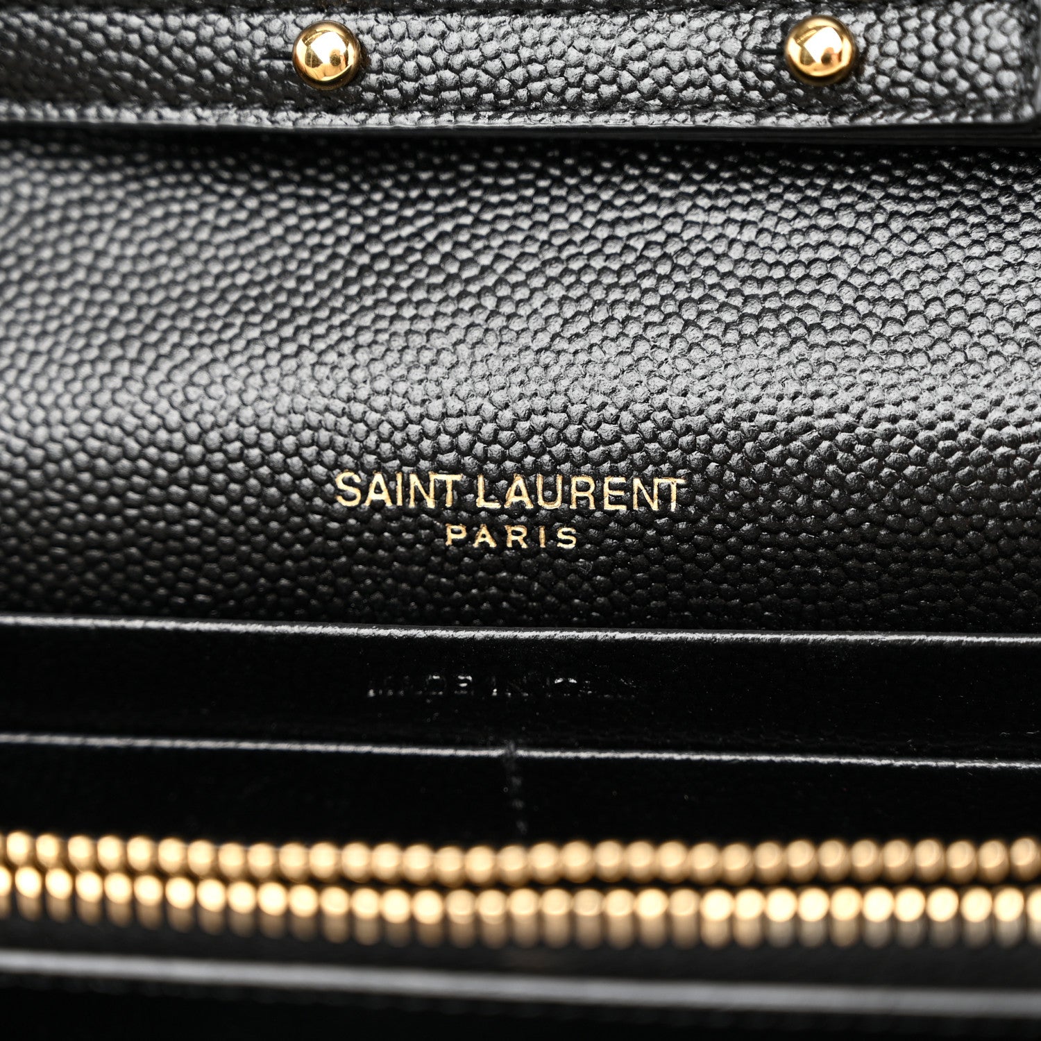 Saint Laurent Grain De Poudre Matelasse Chevron Monogram Chain Wallet Black 6 of 11