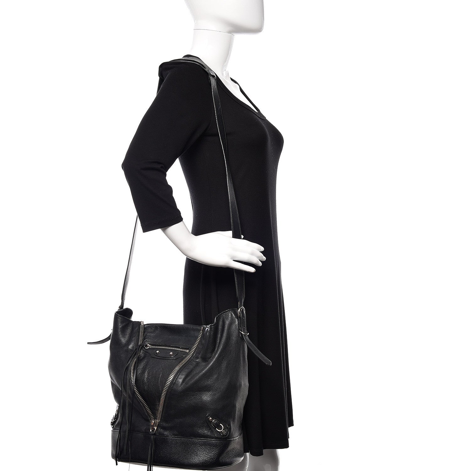 Balenciaga Veau Papier Classic Hardware Drop Bucket Bag Black 2 of 11