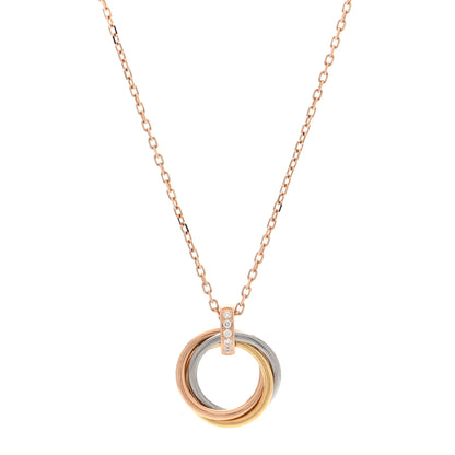 Cartier 18K Pink White Yellow Gold Diamond Trinity Pendant Necklace 1 of 10