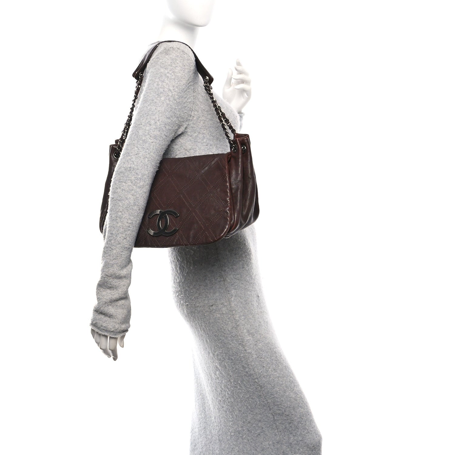 Chanel Calfskin Diamond Stitch Accordion Flap Brown 2 of 12