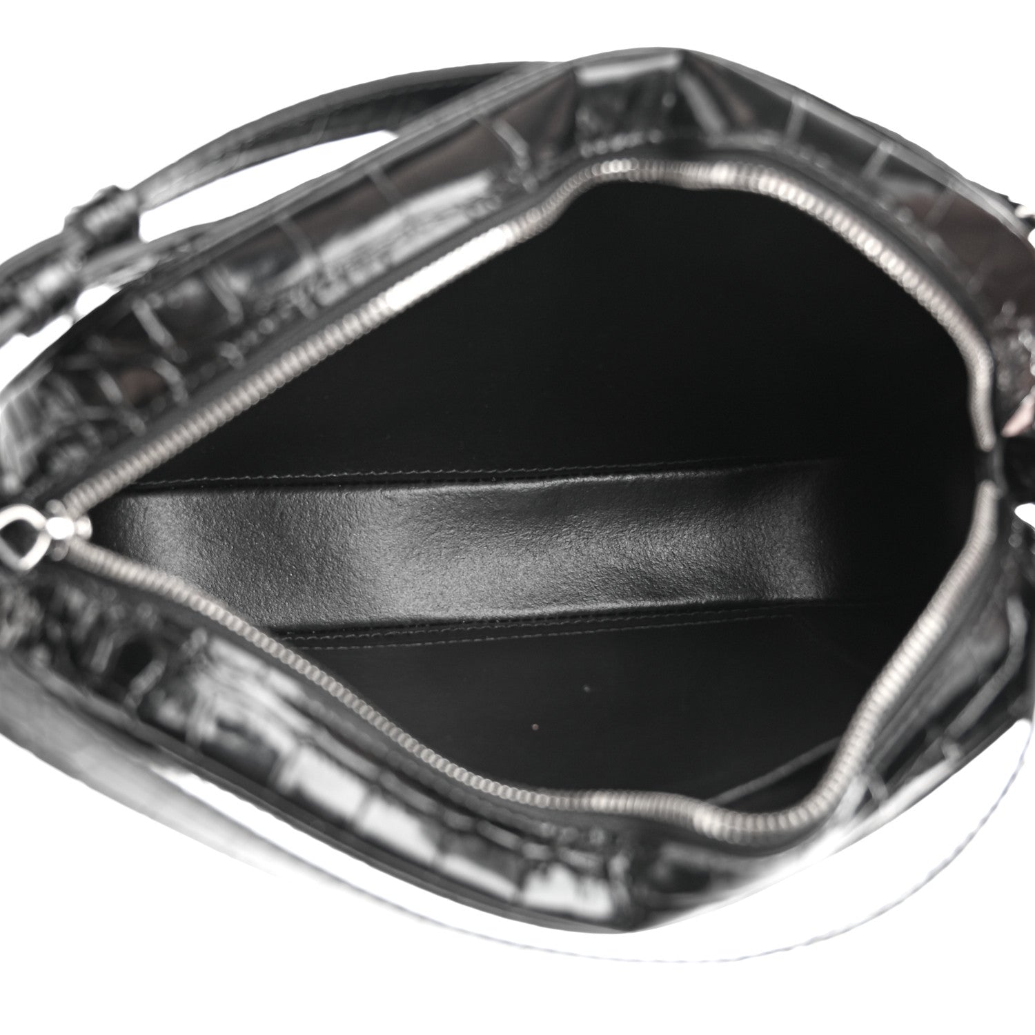 Balenciaga Shiny Calfskin Logo Crocodile Embossed S Everyday Camera Bag with Handle Black 5 of 13