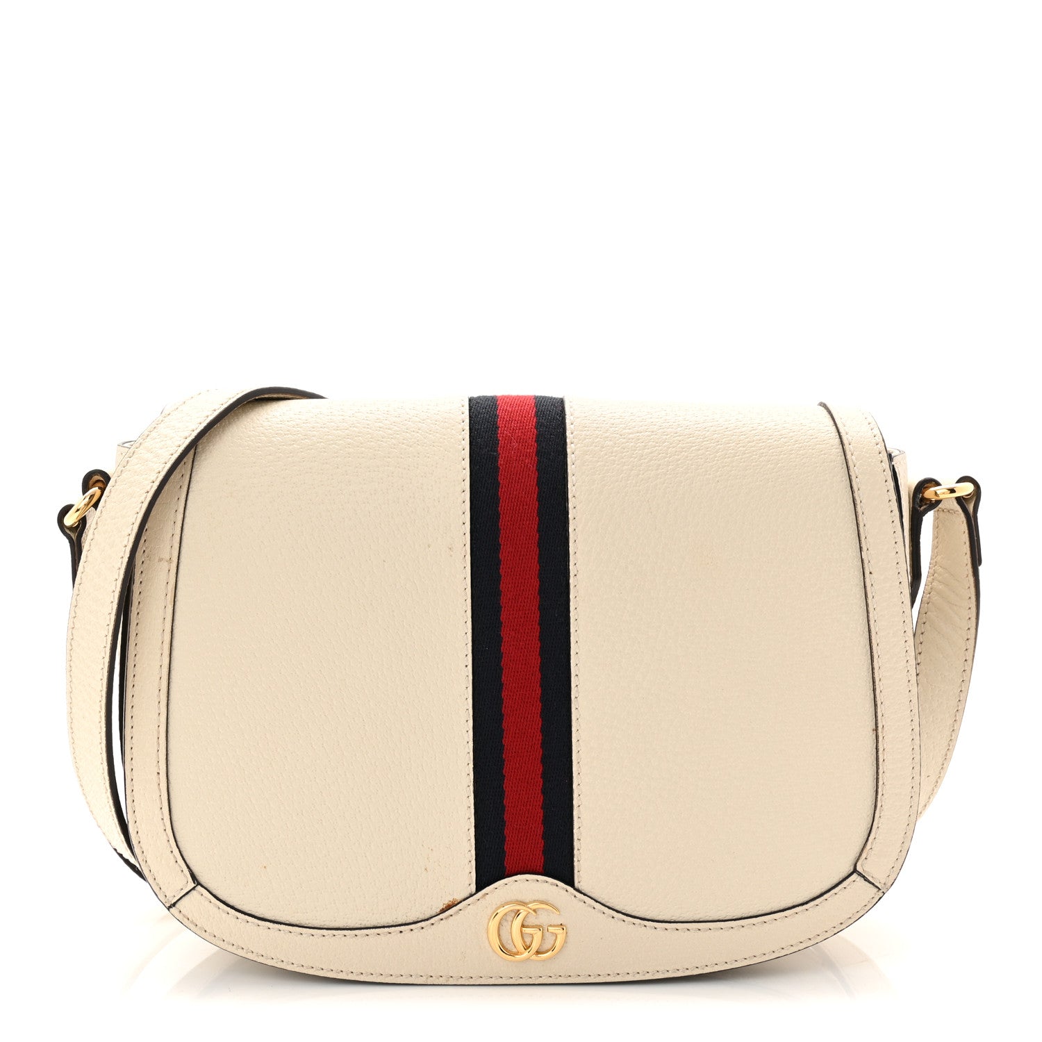 Gucci Textured Calfskin Small Ophidia Flap Messenger Bag Mystic White 1 of 12