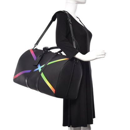 Louis Vuitton Taiga Rainbow Keepall Bandouliere 50 Black 2 of 15