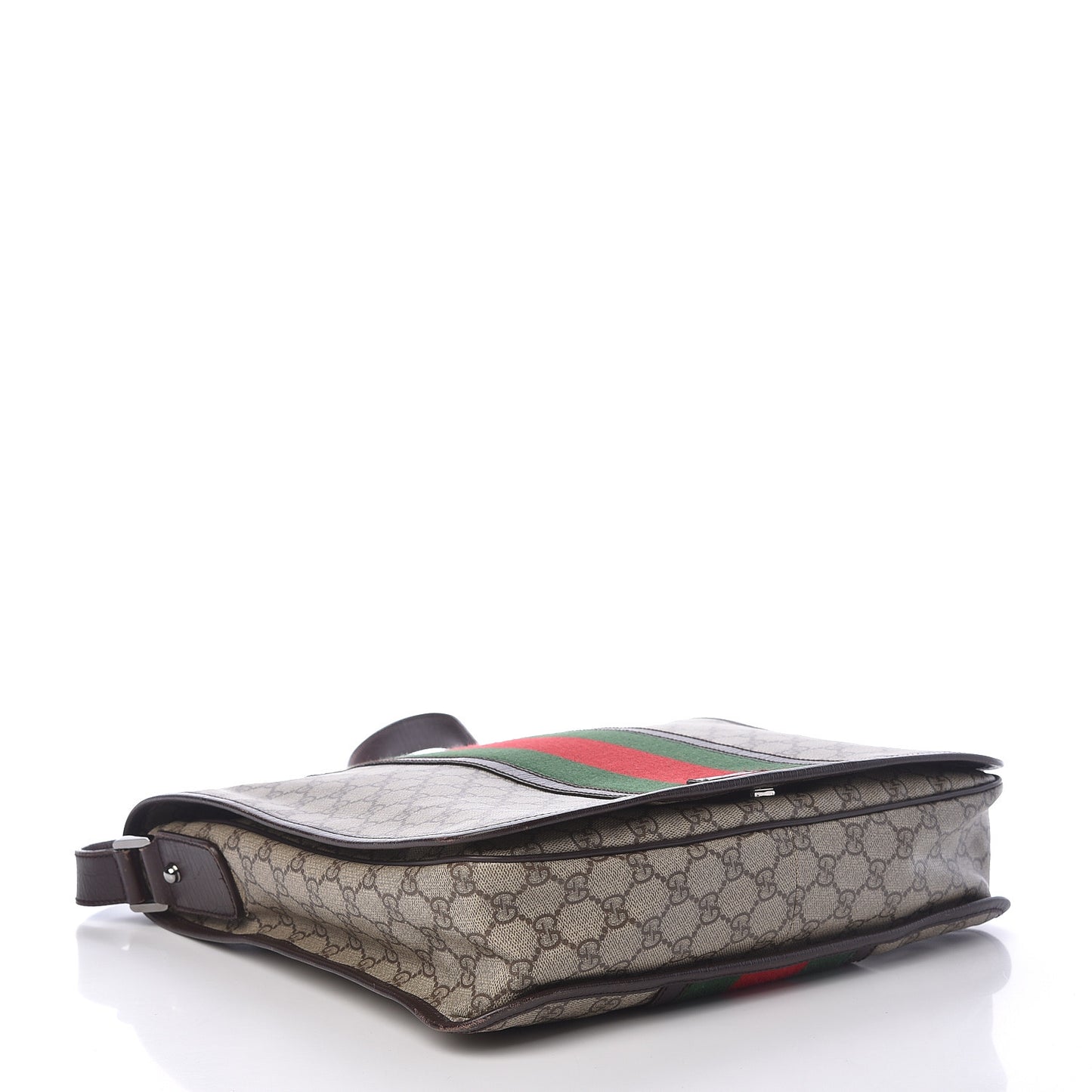 GG Plus Monogram Web Large Flap Messenger Bag Beige Dark Brown