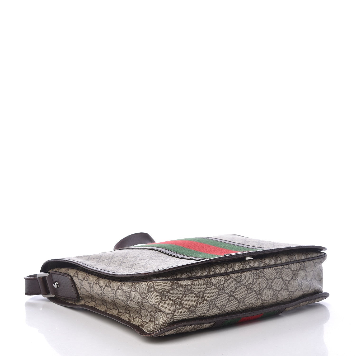 Gucci GG Plus Monogram Web Large Flap Messenger Bag Beige Dark Brown 4 of 18