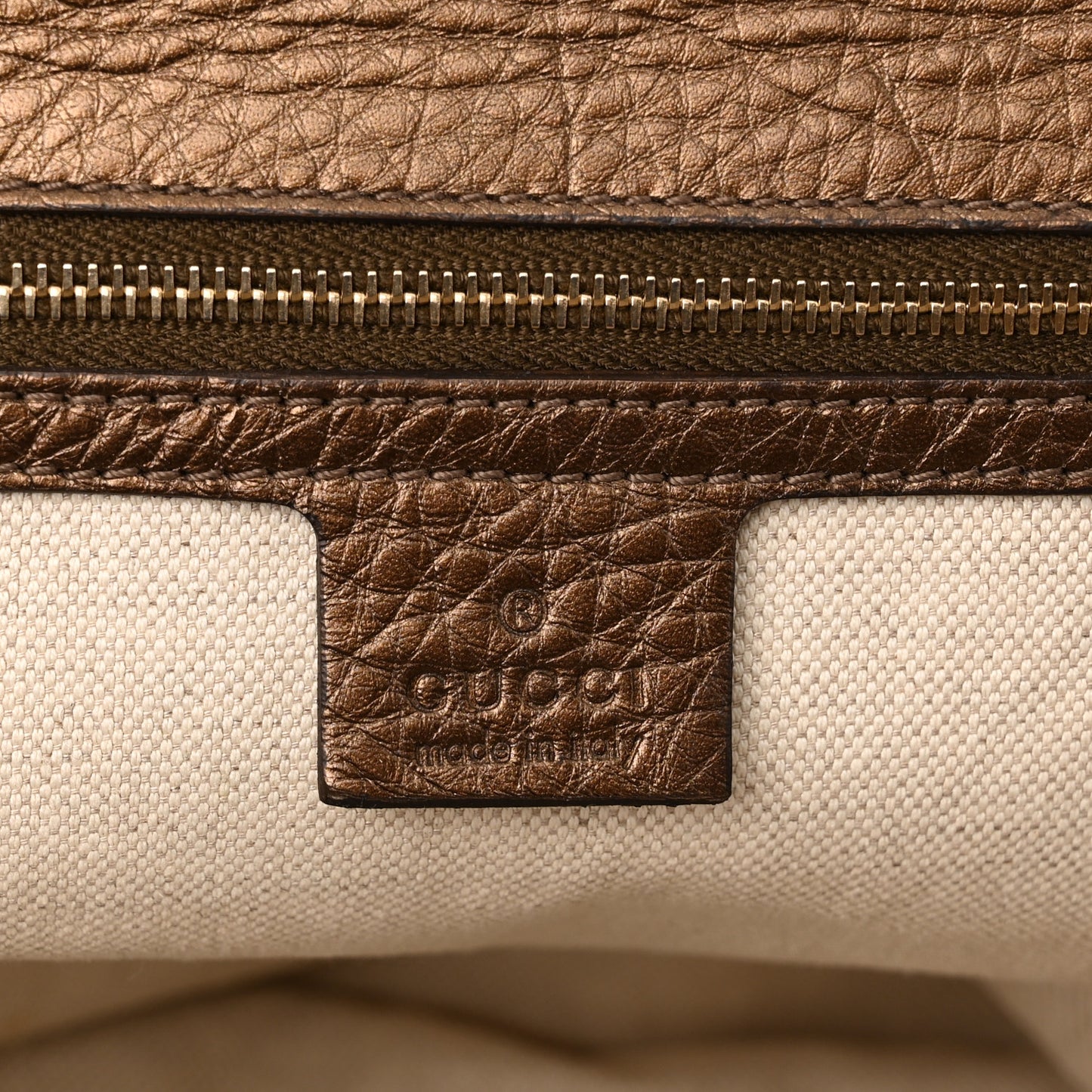 Metallic Calfskin Large New Bamboo Top Handle Bag Bronze