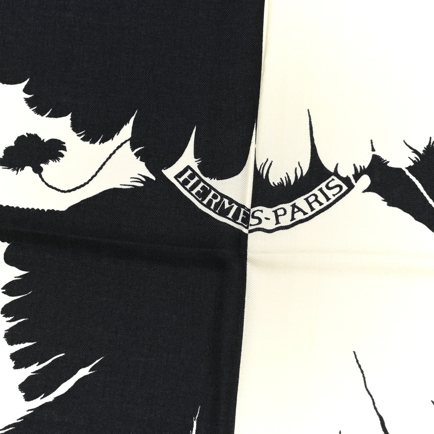 Cashmere Silk Brazil Tattoo Shawl 140 Bleu Black White