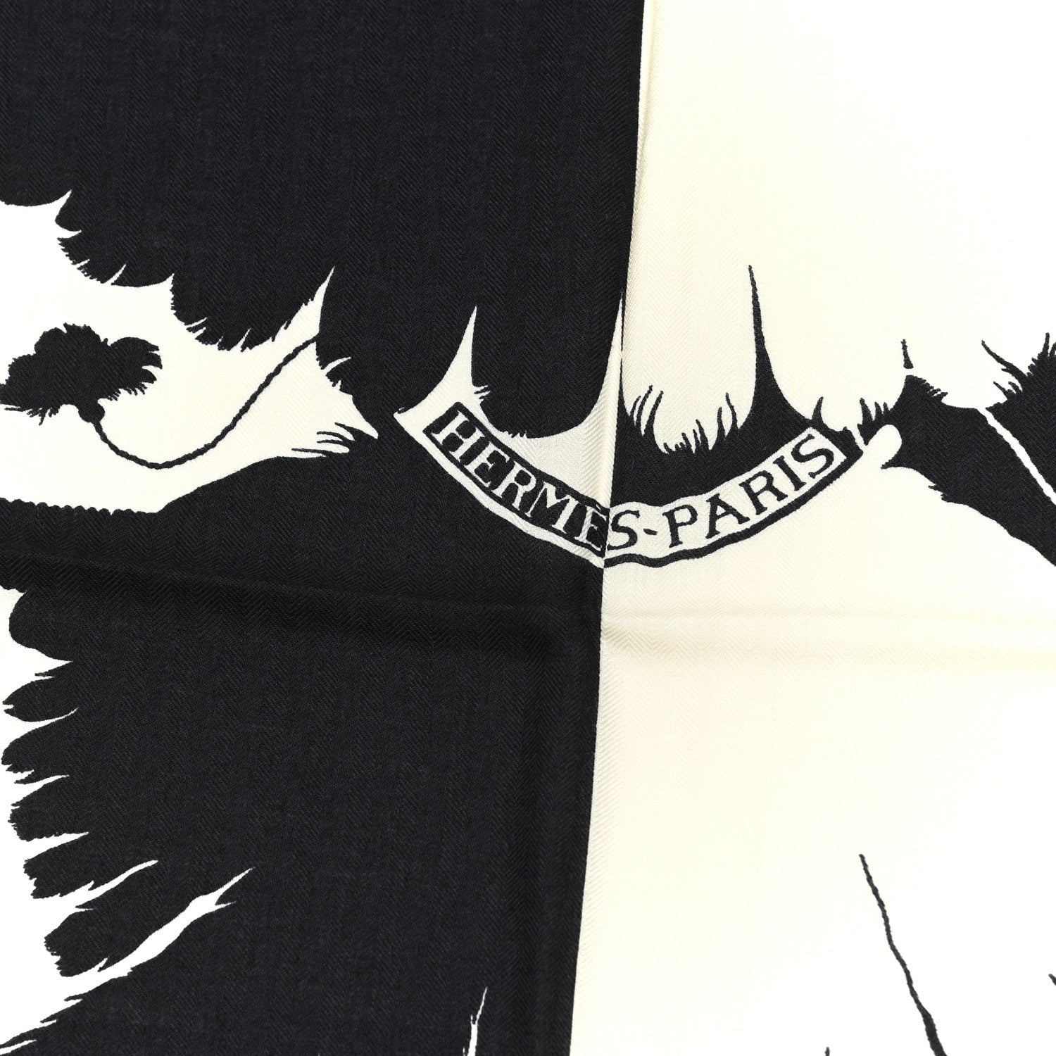 Hermes Cashmere Silk Brazil Tattoo Shawl 140 Bleu Black White 2 of 6