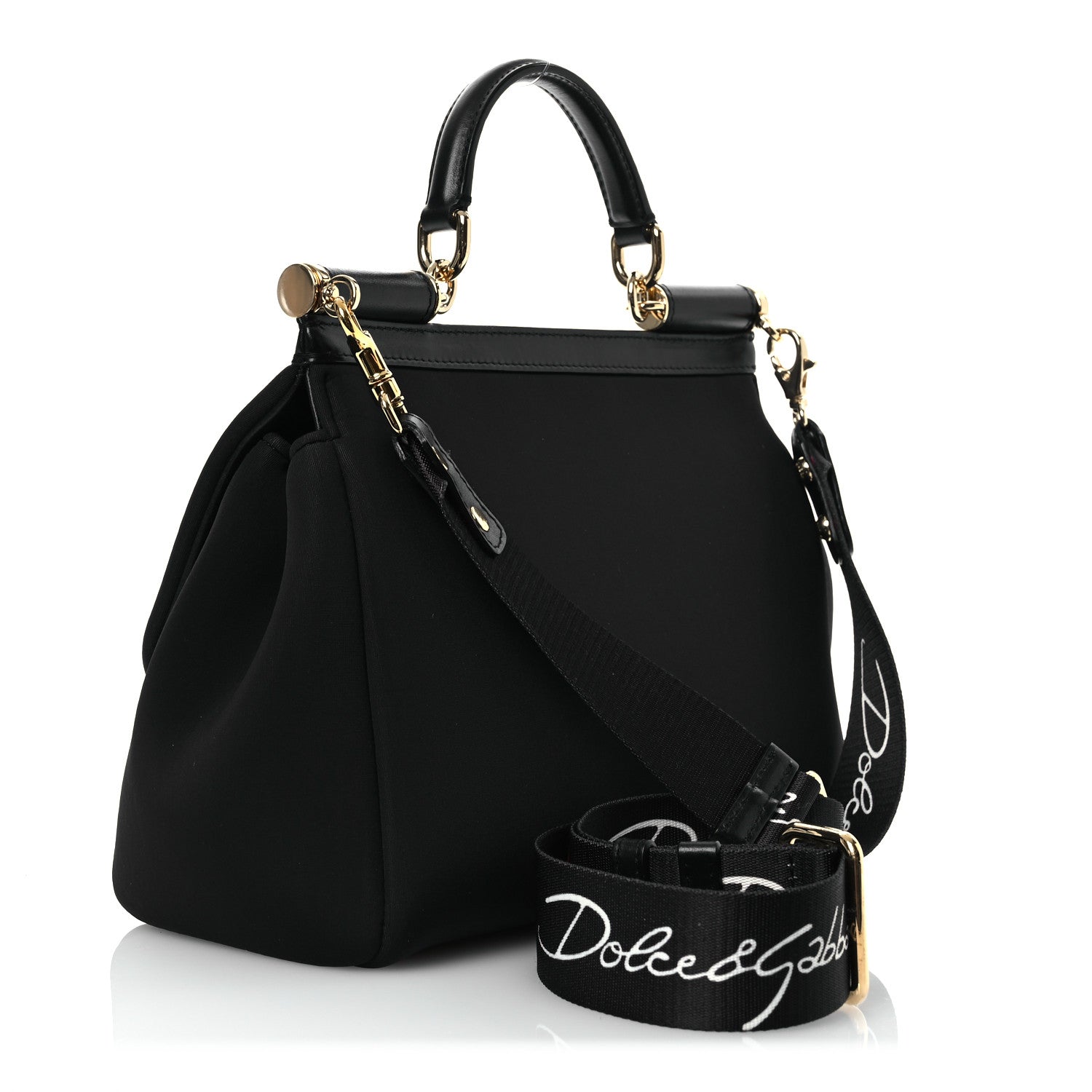 Dolce & Gabbana Neoprene Medium Miss Sicily Satchel Black 3 of 12