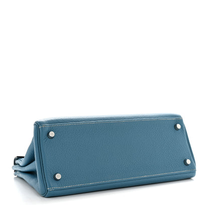 Hermes Taurillon Clemence Kelly Retourne 28 Bleu Jean 4 of 16