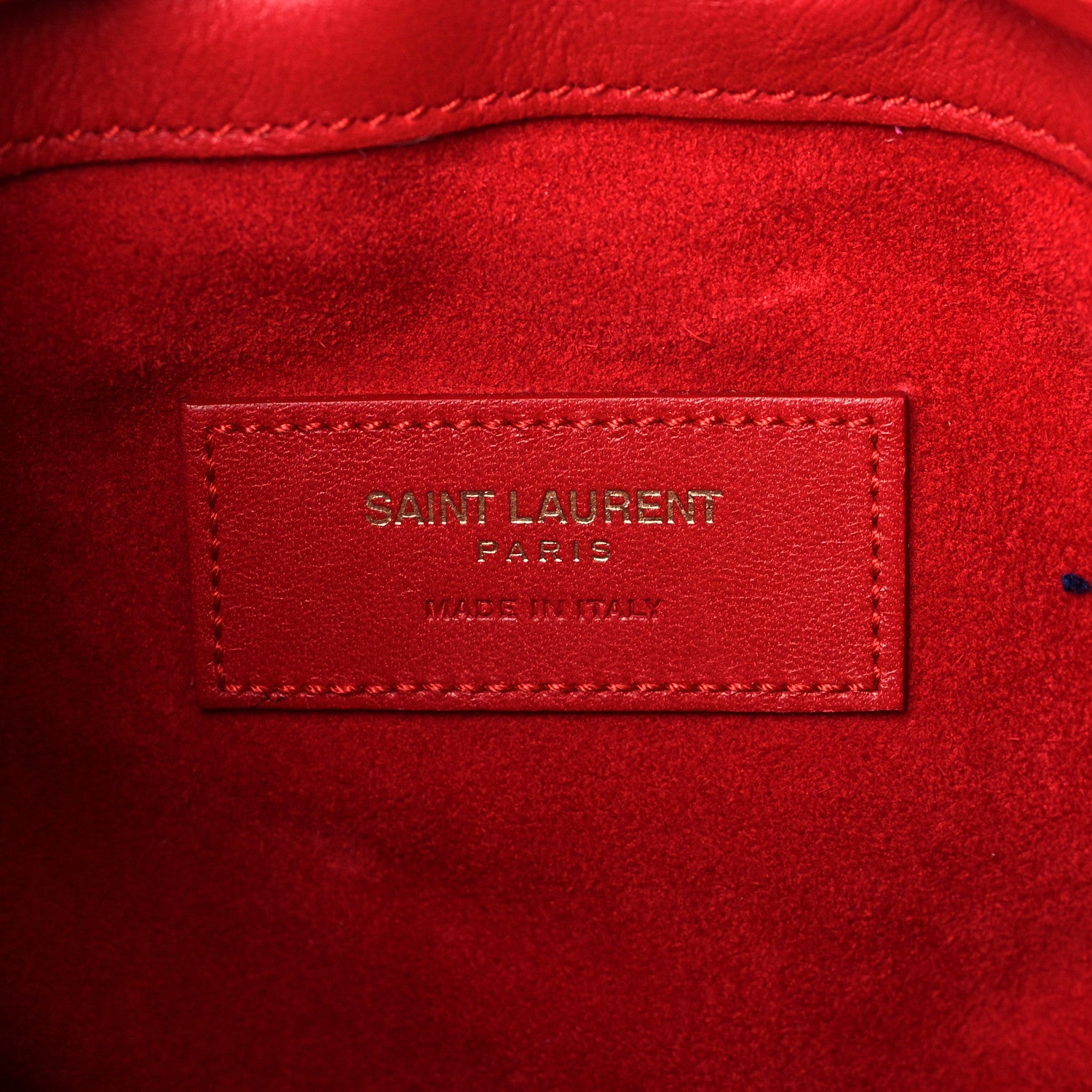 Saint Laurent Calfskin Tri-Color Small Emmanuelle Fringe Bucket Bag Red Bubblegum Purple 7 of 11